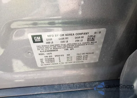 2019 Buick Encore Awd Preferred z USA, uszkodzony, nr VIN KL4CJESB4KB906255